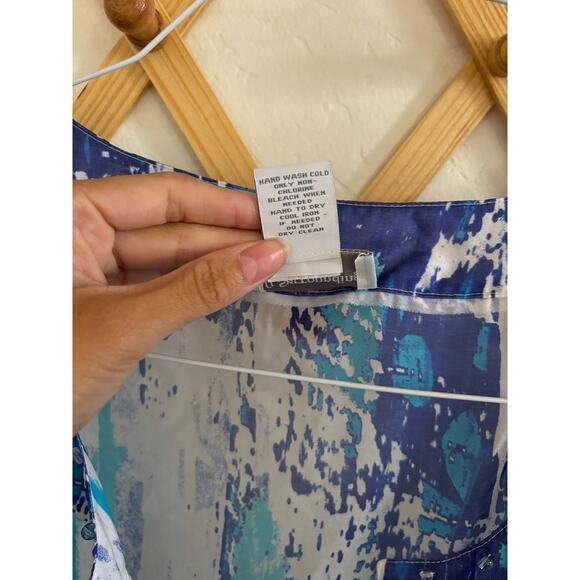 Soft Surroundings Top Women's Large 100% Silk Blue Tunic Blouse V Neck Sheer - Picture 7 of 8